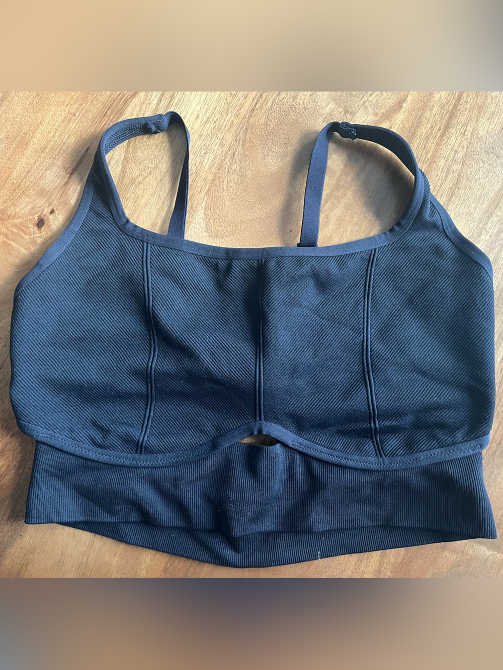 aerie Black Ribbed Longline Sports Bra